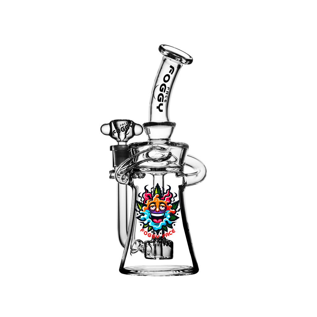 Recycler DAB Rig, 9.5 inch Premium Glass Bong, Foggy Face