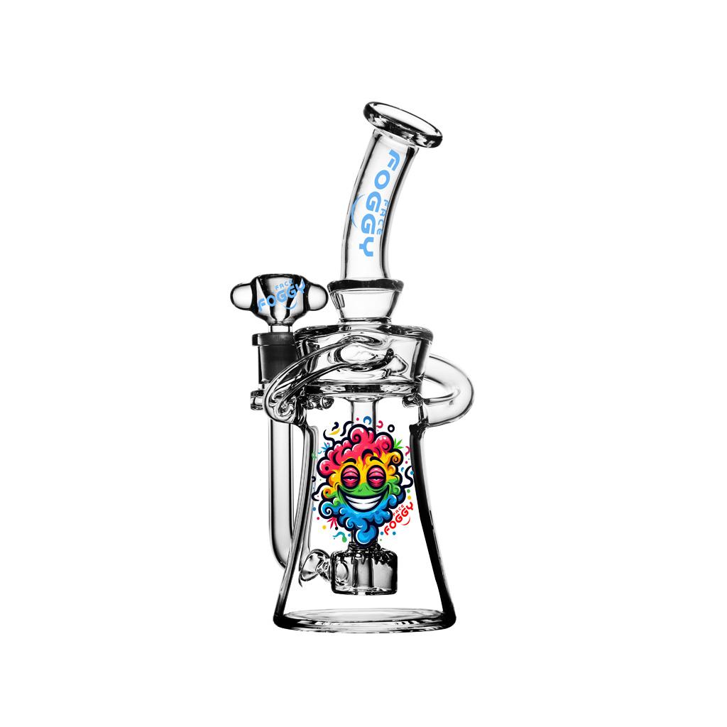Recycler DAB Rig, 9.5 inch Premium Glass Bong, Foggy Face