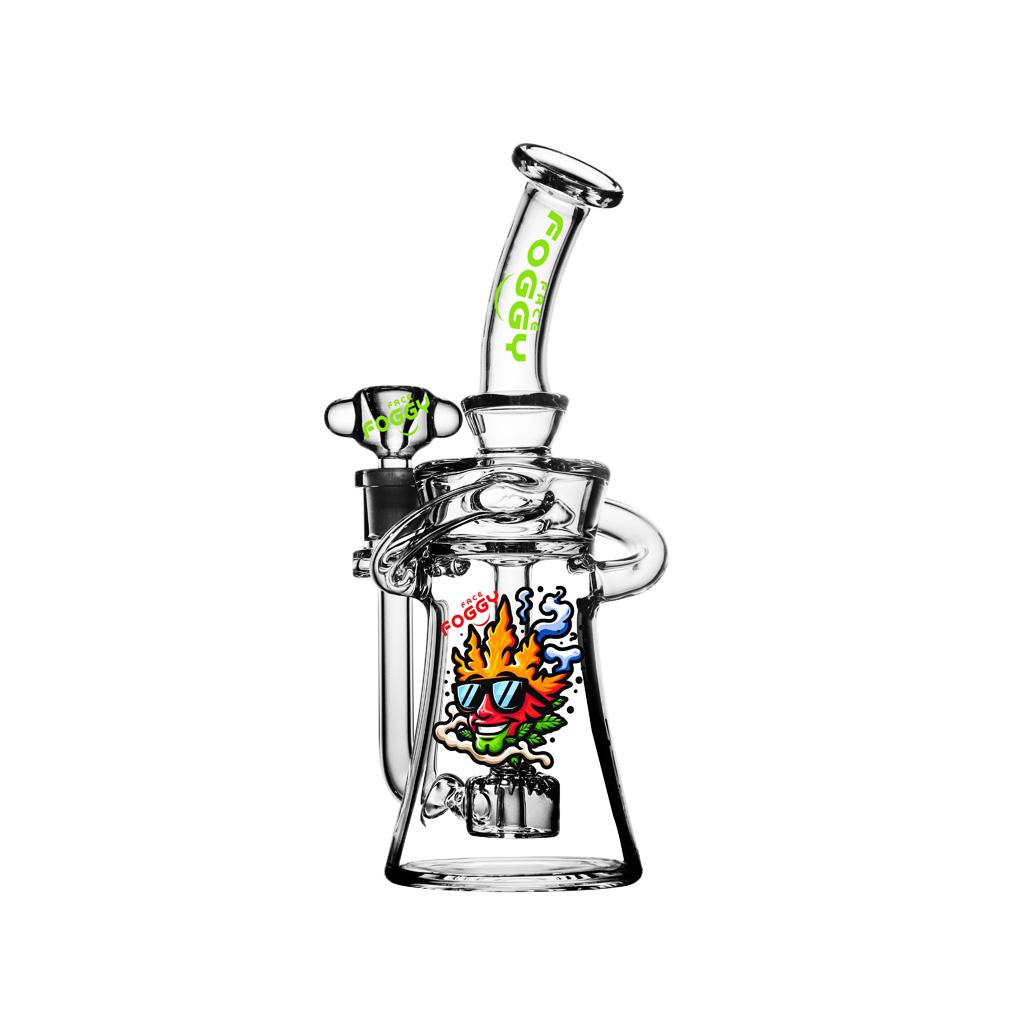 Recycler DAB Rig, 9.5 inch Premium Glass Bong, Foggy Face
