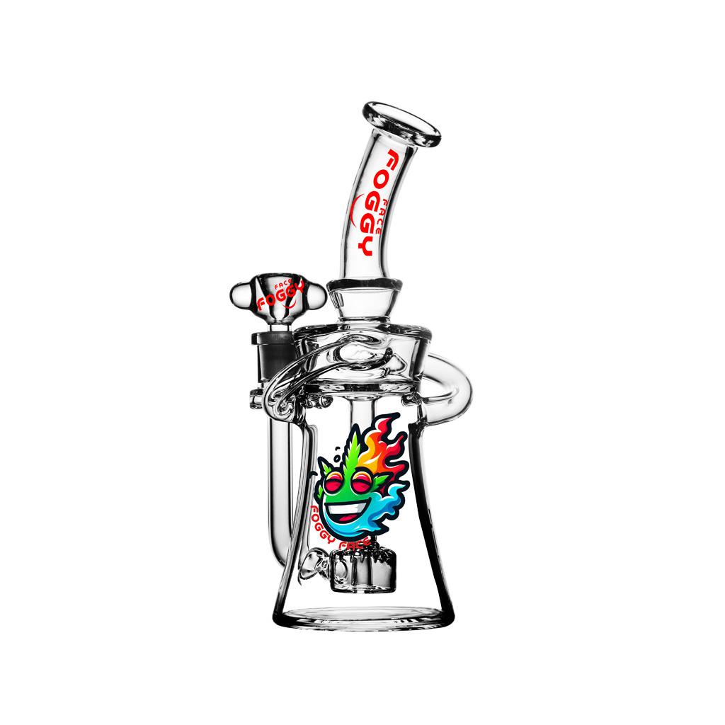 Recycler DAB Rig, 9.5 inch Premium Glass Bong, Foggy Face