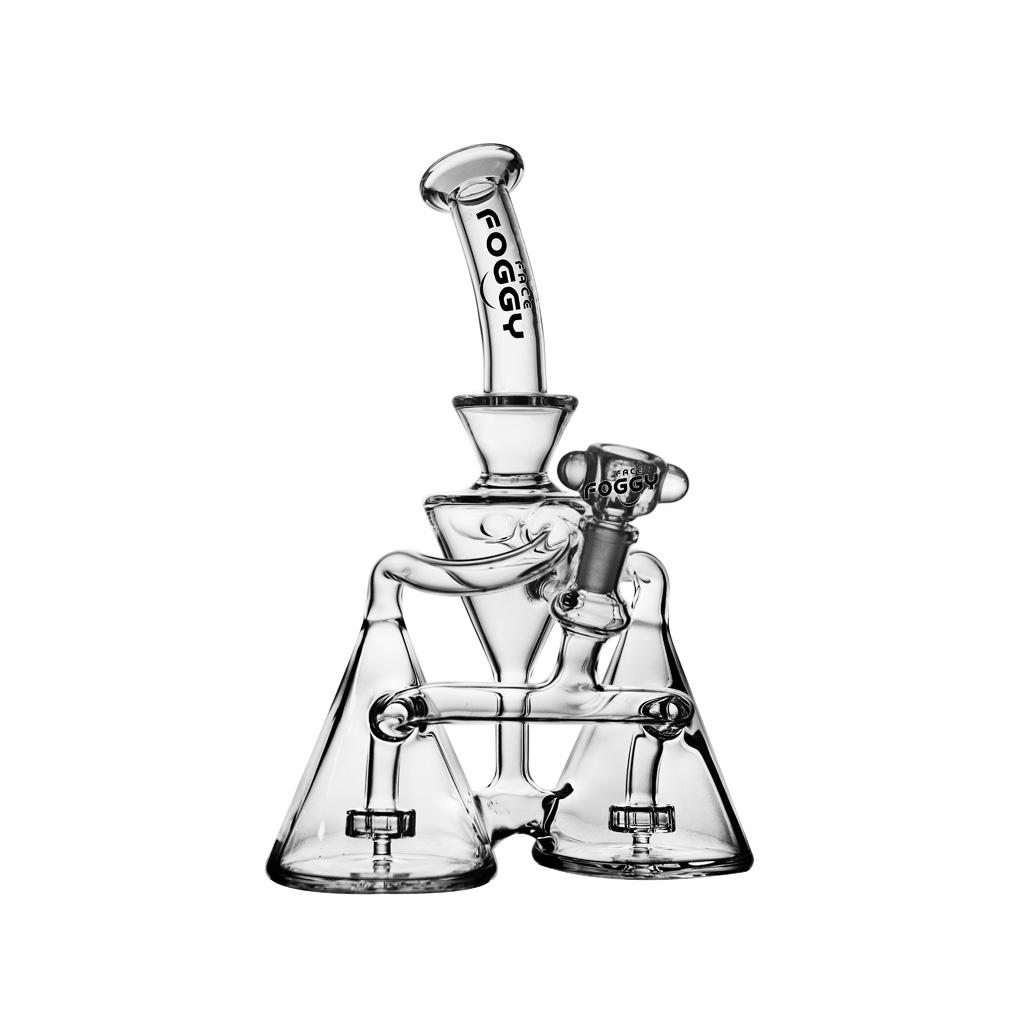 Recycler DAB Rig, 10 inch Premium Glass Bong, Foggy Face