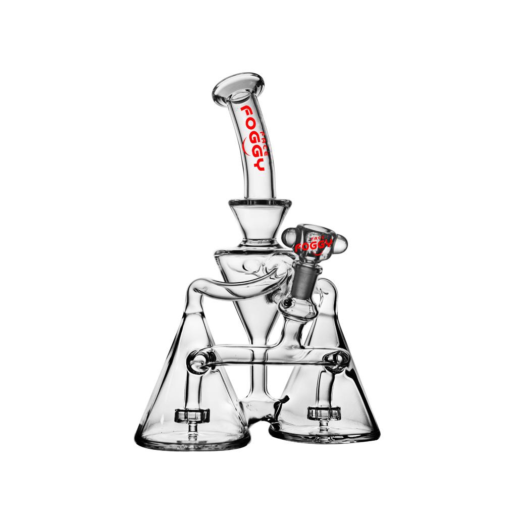 Recycler DAB Rig, 10 inch Premium Glass Bong, Foggy Face