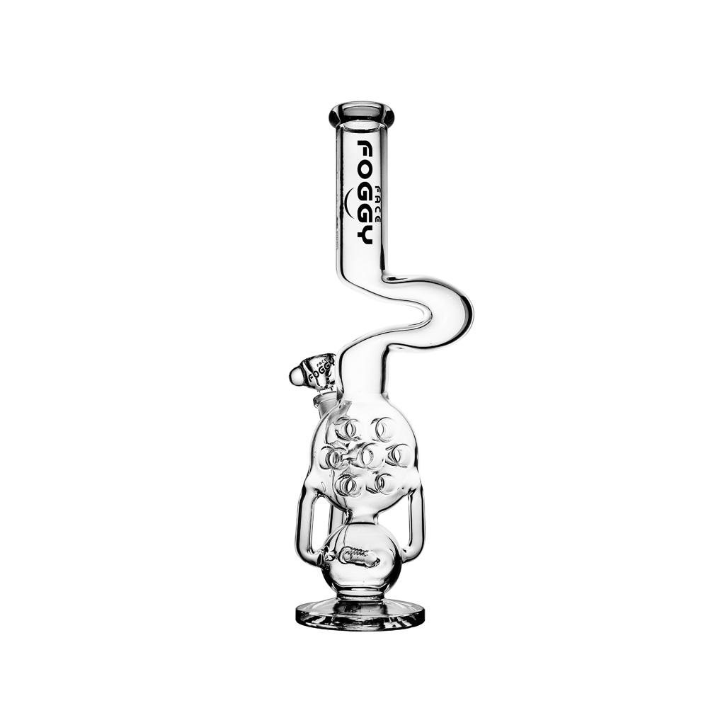 Straight Tube Water pipe , 16 inch Premium Glass Bong, Foggy Face