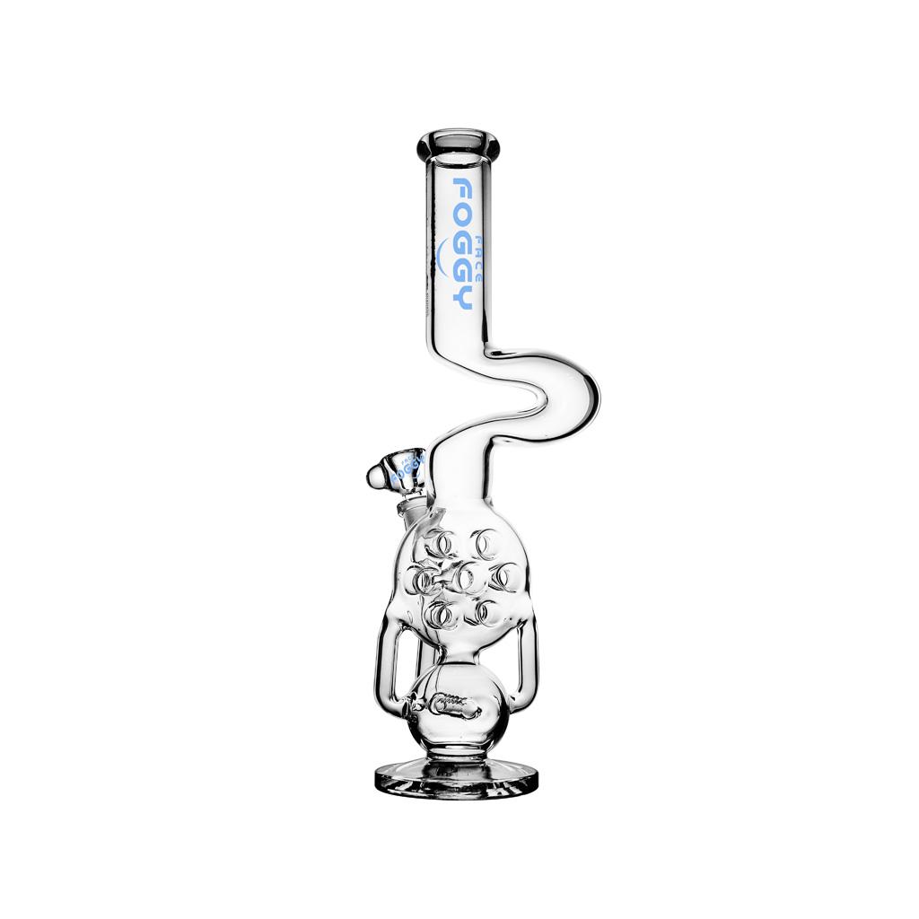 Straight Tube Water pipe , 16 inch Premium Glass Bong, Foggy Face