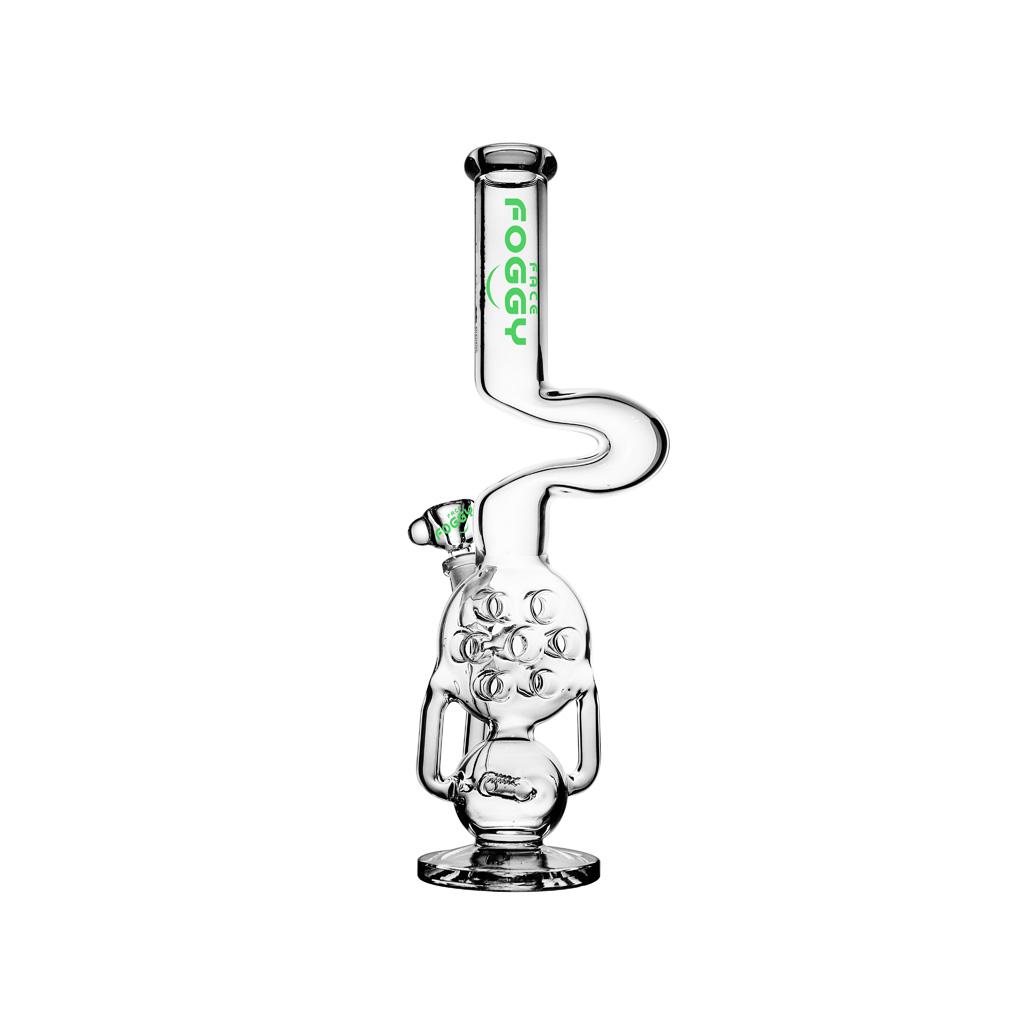 Straight Tube Water pipe , 16 inch Premium Glass Bong, Foggy Face