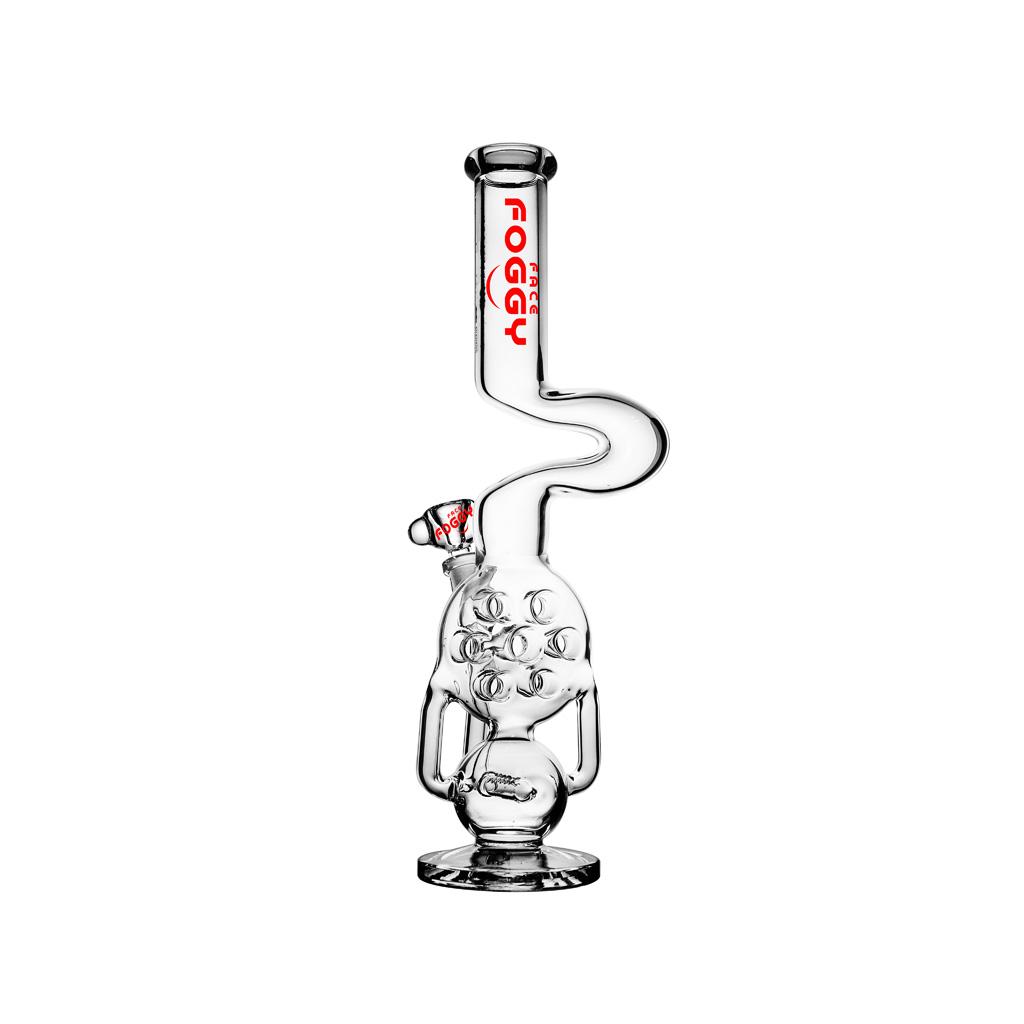 Straight Tube Water pipe , 16 inch Premium Glass Bong, Foggy Face