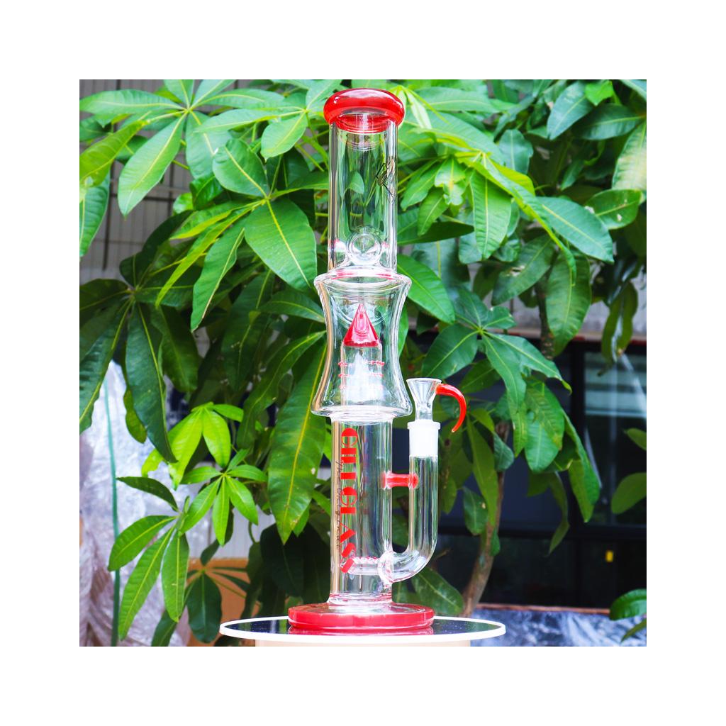 Double Percolator Straight Tube Water Pipe , 16 inch Premium Glass Bong, Gili Glass - Image 2